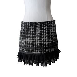 Nwt Costa Blanca 00s 10s ruffle trim tweed mini skirt